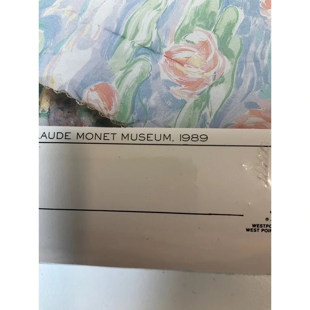 Vintage Atelier Martex Full Flat Sheet‎ Monet's Lilies Cotton Blend 1989 USA